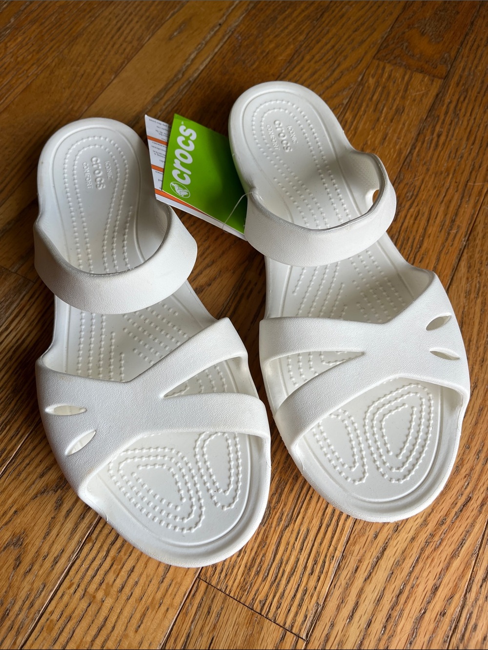 CROCS women’s size 10 white iconic comfort sandals